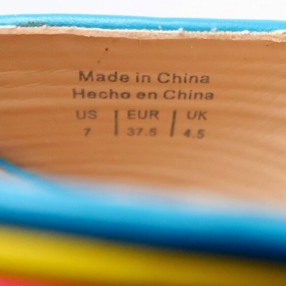 Aldo Rainbow Multicolor Block Heel Open Toe Mule Sandals Summer Shoes Size 7 - Picture 8 of 16